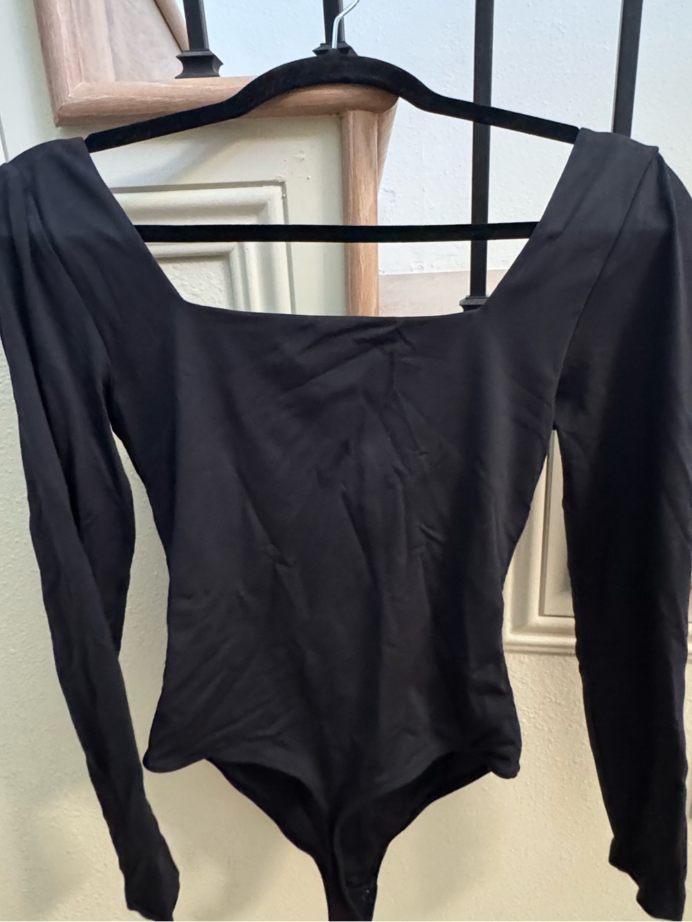 Aritzia BabatonBlack Long-Sleeve Square Neck Bodysuit - Picture 3 of 7